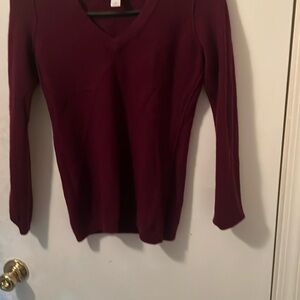 LOFT Red V-Neck Sweater with Classic Elegance